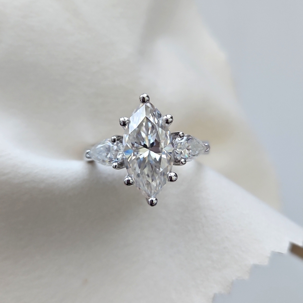 Past, Present, Future Marquise Moissanite Ring 4cttw. Size 7